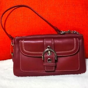 Red/ Oxblood leather Coach wristlet